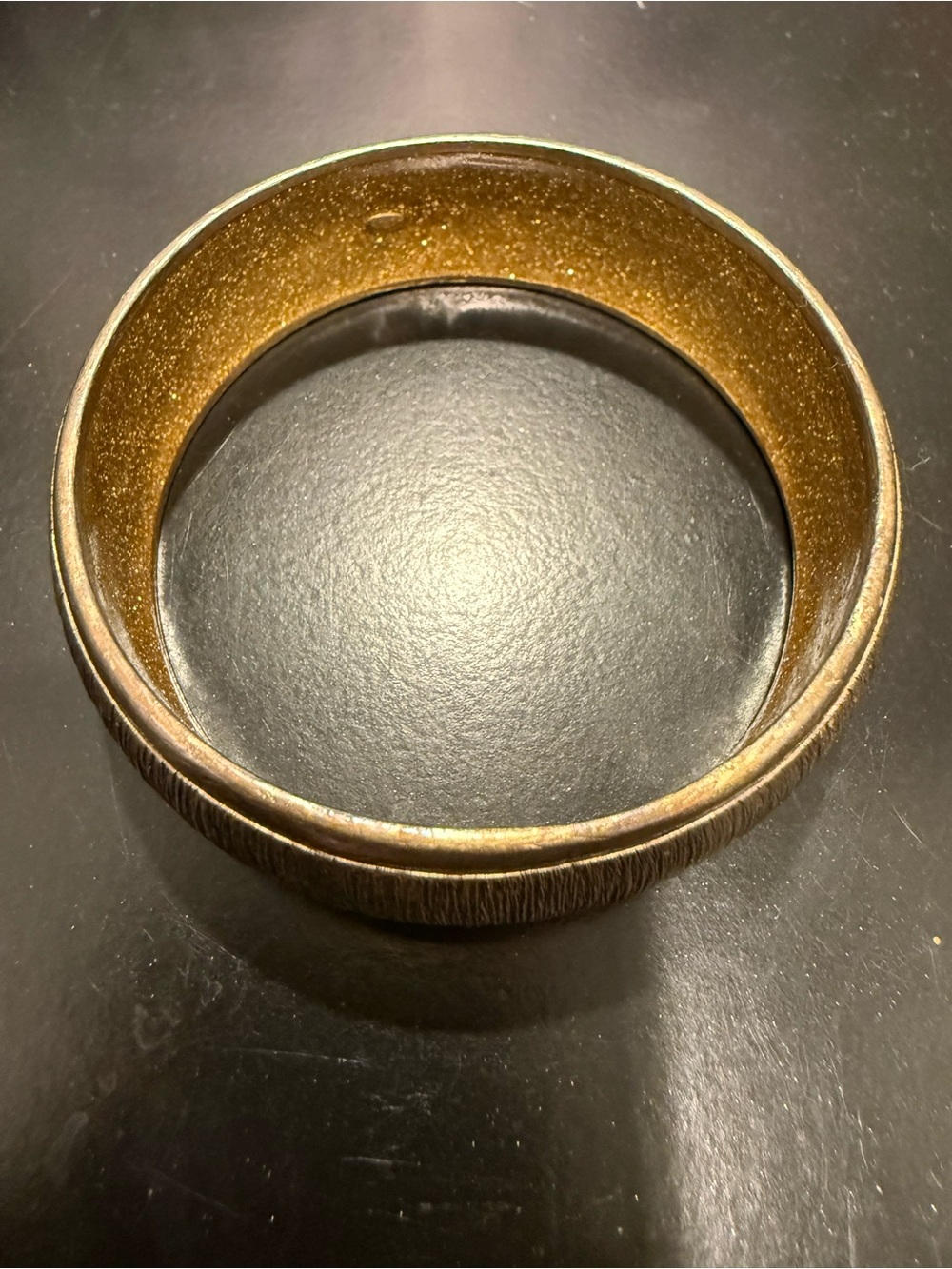 CHANEL Authentic Textured Metallic Gold Tone Bangle Bracelet - Picture 2 of 6